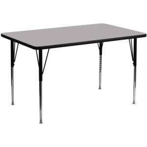 Flash Furniture 24”W x 48”L Rectangular Oak Thermal Laminate Activity Table – Standard Height Adjustable Legs(Grey)