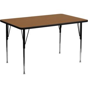 Flash Furniture 24”W x 48”L Rectangular Oak Thermal Laminate Activity Table – Standard Height Adjustable Legs(Oak)