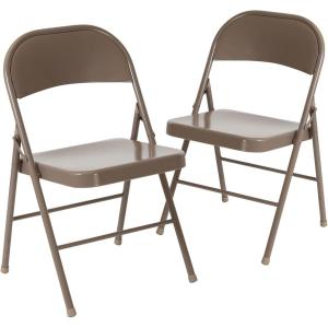 Flash Furniture 4 Pack HERCULES Series Double Braced Red Metal Folding Chair(Beige)