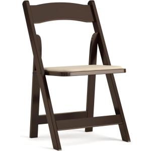 Flash Furniture 4 Pack HERCULES Series Fruitwood Wood Folding Chair with Vinyl Padded Seat(Fruitwood)