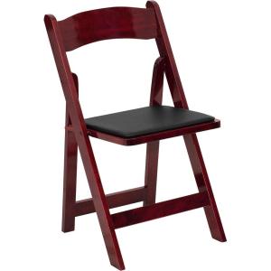 Flash Furniture 4 Pack HERCULES Series Fruitwood Wood Folding Chair with Vinyl Padded Seat(Mahogany)
