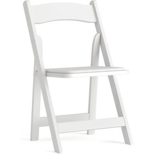Flash Furniture 4 Pack HERCULES Series Fruitwood Wood Folding Chair with Vinyl Padded Seat(White)