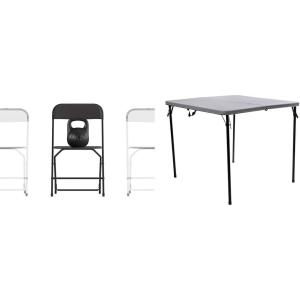 Flash Furniture 4-Pack Extra Wide 650LB Capacity Folding Chairs and Gray Bi-Fold Plastic Folding Table