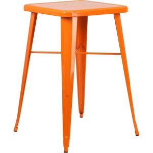 Flash Furniture Aaron Commercial Grade 23.75″ Square White Metal Indoor-Outdoor Bar Height Table(Orange)