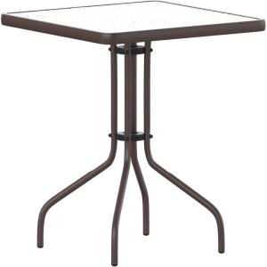 Flash Furniture Barker 23.5″ Square Indoor/Outdoor Tempered Glass Patio Side Table, Outdoor Patio Table for Commercial or Residential Use, Clear/Black(Clear Top/Bronze Frame)