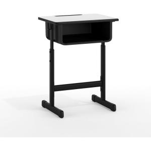 Flash Furniture Billie Open Front Student Desk for Classrooms or Remote Learning, Height Adjust School Desk with Book Box and Bag Hooks, Black/Gray(Set of 5)