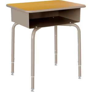 Flash Furniture Billie Student Desk – Gray Granite Open Front School Desk – Silver Metal Frame – 24″W x 18″D Adjustable Height, Durable for School or Remote Learning(Maple/Silver)