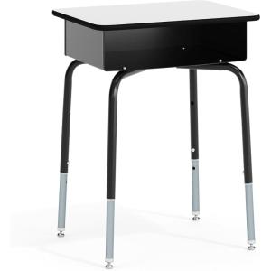 Flash Furniture Billie Student Desk – Gray Granite Open Front School Desk – Silver Metal Frame – 24″W x 18″D Adjustable Height, Durable for School or Remote Learning(Grey)