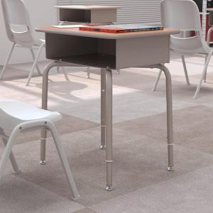 Flash Furniture Billie Student Desk – Gray Granite Open Front School Desk – Silver Metal Frame – 24″W x 18″D Adjustable Height, Durable for School or Remote Learning(Walnut/Silver)