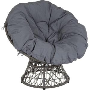 Flash Furniture Bowie Comfort Series Brown Swivel Patio Chair with Beige Cushion(Grey)