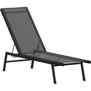 Flash Furniture Brazos Adjustable Chaise Lounge Chair, Outdoor Five-Position Recliner, All Weather, Black/Black(Black/Black)