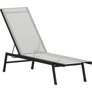 Flash Furniture Brazos Adjustable Chaise Lounge Chair, Outdoor Five-Position Recliner, All Weather, Black/Black(Gray/Black)