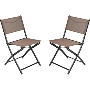 Flash Furniture Brazos Commercial Indoor-Outdoor Folding Chairs, Flex Comfort Backs/Seats, Metal Frames, Portable Lightweight Foldable Design, Set of 2, Navy/Black(Brown)