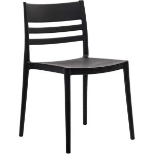 Flash Furniture Bridgeport Slat Back Patio Chair with Contoured Seat, Commercial All-Weather Stacking Resin Chair, UV Resistant, Indoor-Outdoor, Black, Set of 4(Black)