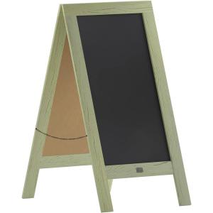 Flash Furniture Canterbury Magnetic Chalkboard Sign – Robin Blue Wood Frame – 30″ x 20″ – Freestanding Double Sided Magnetic Chalkboard Surface – Indoor/Outdoor(Rustic Green)