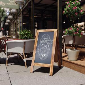 Flash Furniture Canterbury Magnetic Chalkboard Sign Set – Whitewashed Wood Frame – 48″ x 24″ – Indoor/Outdoor – Includes 8 Chalk Markers, 10 Stencils, 2 Magnets(Rustic Brown)
