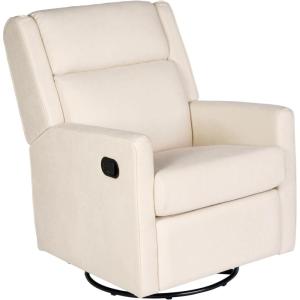 Flash Furniture Cash Swivel Glider Rocking Recliner, Manual Recliner with 360 Degree Swivel, for Living Room, Bedroom, or Nursery, Fabric Upholstered, Light Gray(Cream)