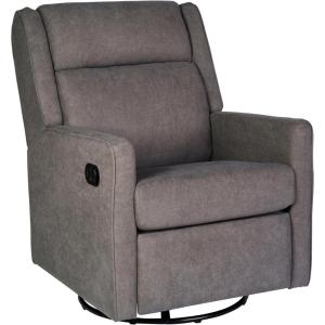 Flash Furniture Cash Swivel Glider Rocking Recliner, Manual Recliner with 360 Degree Swivel, for Living Room, Bedroom, or Nursery, Fabric Upholstered, Light Gray(Dark Gray)