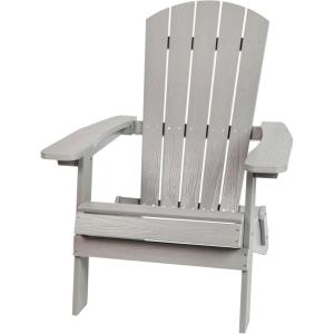 Flash Furniture Charlestown Commercial Folding Adirondack Chair – Mahogany – Poly Resin – Indoor/Outdoor – Weather Resistant(Grey)