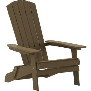 Flash Furniture Charlestown Commercial Folding Adirondack Chair – Mahogany – Poly Resin – Indoor/Outdoor – Weather Resistant(Mahogany)