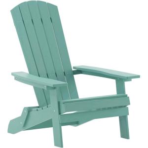 Flash Furniture Charlestown Commercial Folding Adirondack Chair – Mahogany – Poly Resin – Indoor/Outdoor – Weather Resistant(Sea Foam)