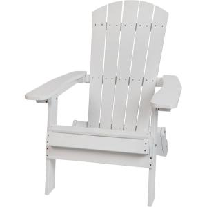 Flash Furniture Charlestown Commercial Folding Adirondack Chair – Mahogany – Poly Resin – Indoor/Outdoor – Weather Resistant(White)
