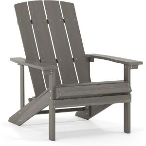 Flash Furniture Charlestown Commercial Grade Indoor/Outdoor Adirondack Chair, Weather Resistant Durable Poly Resin Deck and Patio Seating, Slate Gray(Grey)