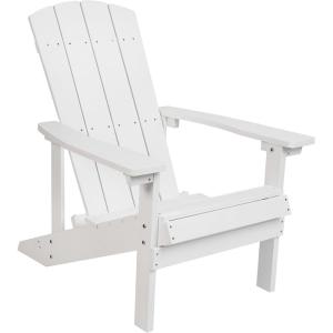 Flash Furniture Charlestown Commercial Grade Indoor/Outdoor Adirondack Chair, Weather Resistant Durable Poly Resin Deck and Patio Seating, Slate Gray(White)