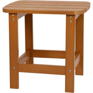 Flash Furniture Charlestown Tiered Commercial Poly Resin Adirondack Side Table – Lime Green – All-Weather – Indoor/Outdoor(Teak)