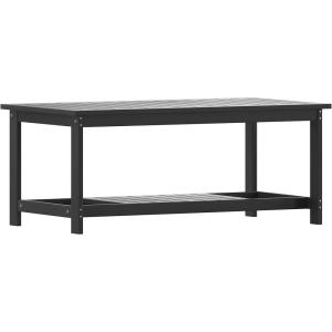 Flash Furniture Charlestown Two Tiered Commercial Grade Adirondack Coffee Table – Gray Finish Poly Resin Wood – All-Weather – Slatted Shelf Design,Grey(Black)