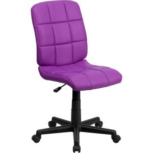 Flash Furniture Clayton Mid-Back Tufted Vinyl Upholstered Swivel Desk Chair with Padded Seat, Modern Adjustable Height Padded Office Chair, Black(Purple)