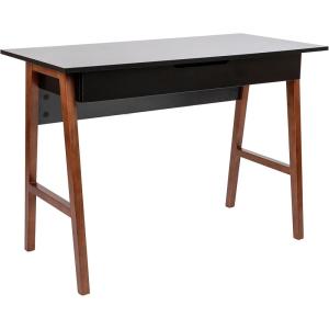 Flash Furniture Darla Computer Desk – Black Home Office Desk with Storage Drawer – 42″ Long Writing Desk for Bedroom(Black/Walnut)