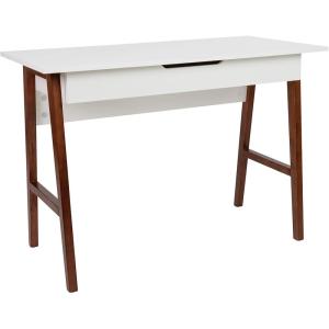 Flash Furniture Darla Computer Desk – Black Home Office Desk with Storage Drawer – 42″ Long Writing Desk for Bedroom(White/Walnut)