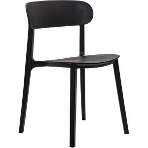 Flash Furniture Dover Patio Chair with Curved Backrest and Contoured Seat, Commercial All-Weather Stacking Resin Chair, UV Resistant, Indoor-Outdoor, Black, Set of 2(Black)