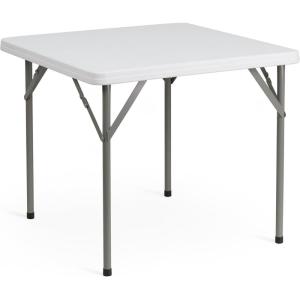 Flash Furniture Elon 2.85′ Square All-Occasion Plastic Folding Event Table with Locking Legs, Folding Banquet Table for Indoor/Outdoor Events, White(Granite White)
