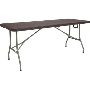 Flash Furniture Elon 4′ Rectangular All-Occasion Plastic Folding Event Table, Folding Banquet Table for Indoor/Outdoor Events, White(Brown)