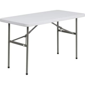 Flash Furniture Elon 4′ Rectangular All-Occasion Plastic Folding Event Table, Folding Banquet Table for Indoor/Outdoor Events, White(Granite White)