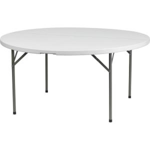 Flash Furniture Elon Commercial Grade 5-Foot Round Granite White Plastic Folding Table(Granite White)