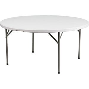 Flash Furniture Elon Commercial Grade 5-Foot Round Granite White Plastic Folding Table(White)