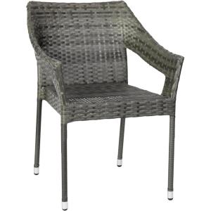 Flash Furniture Ethan Commercial Grade Patio Chair, All Weather PE Rattan Wicker Stacking Patio Dining Chair, Set of 2, Gray(Grey)