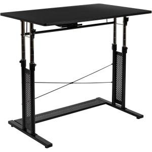 Flash Furniture Fairway Height Adjustable (27.25-35.75″H) Sit to Stand Home Office Desk – Black