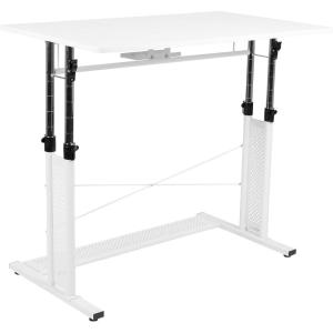Flash Furniture Fairway Height Adjustable (27.25-35.75″H) Sit to Stand Home Office Desk – White