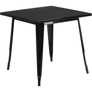 Flash Furniture Felix Commercial Grade 31.5″ Square White Metal Indoor-Outdoor Table(Black)