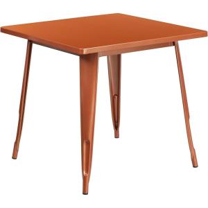 Flash Furniture Felix Commercial Grade 31.5″ Square White Metal Indoor-Outdoor Table(Copper)