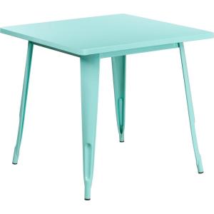 Flash Furniture Felix Commercial Grade 31.5″ Square White Metal Indoor-Outdoor Table(Mint Green)