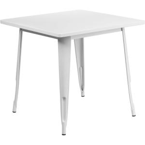 Flash Furniture Felix Commercial Grade 31.5″ Square White Metal Indoor-Outdoor Table(White)