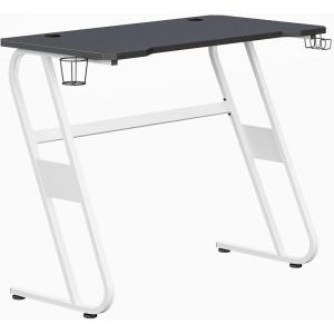 Flash Furniture Fisher Red Gaming Ergonomic Desk with Cup Holder and Headphone Hook(White)
