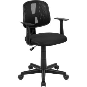 Flash Furniture Flash Fundamentals Mid-Back Black Mesh Swivel Task Office Chair with Pivot Back and Arms(Black)