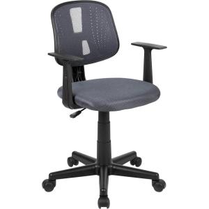 Flash Furniture Flash Fundamentals Mid-Back Black Mesh Swivel Task Office Chair with Pivot Back and Arms(Grey)