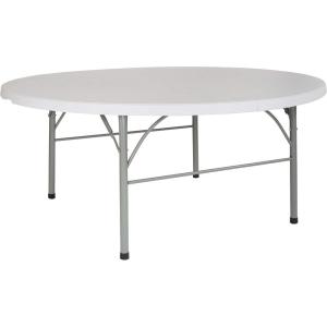 Flash Furniture Freeman 4′ Round Plastic Folding Table with Carrying Handle, Plastic Foldable Table for Indoor/Outdoor Events, White(72″ Round)